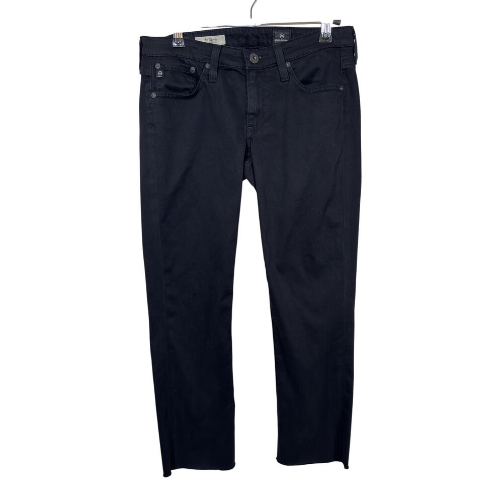 AG Adriano Goldschmied The Stevie Slim Straight Jeans Womens 26 Black Raw Hem